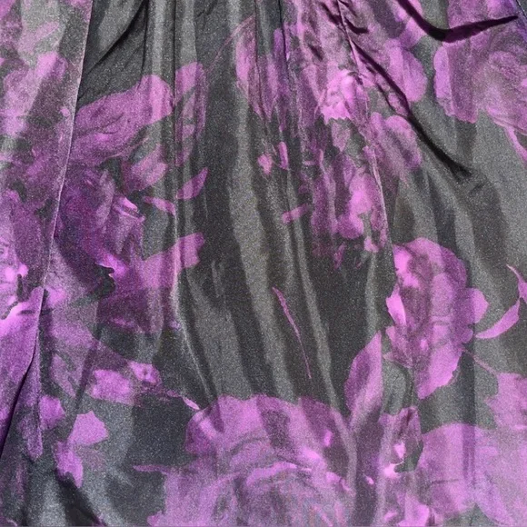 Aidan Mattox Strapless Dress | Black Velvet & Purple Floral Skirt | Size 6 - Picture 3 of 11